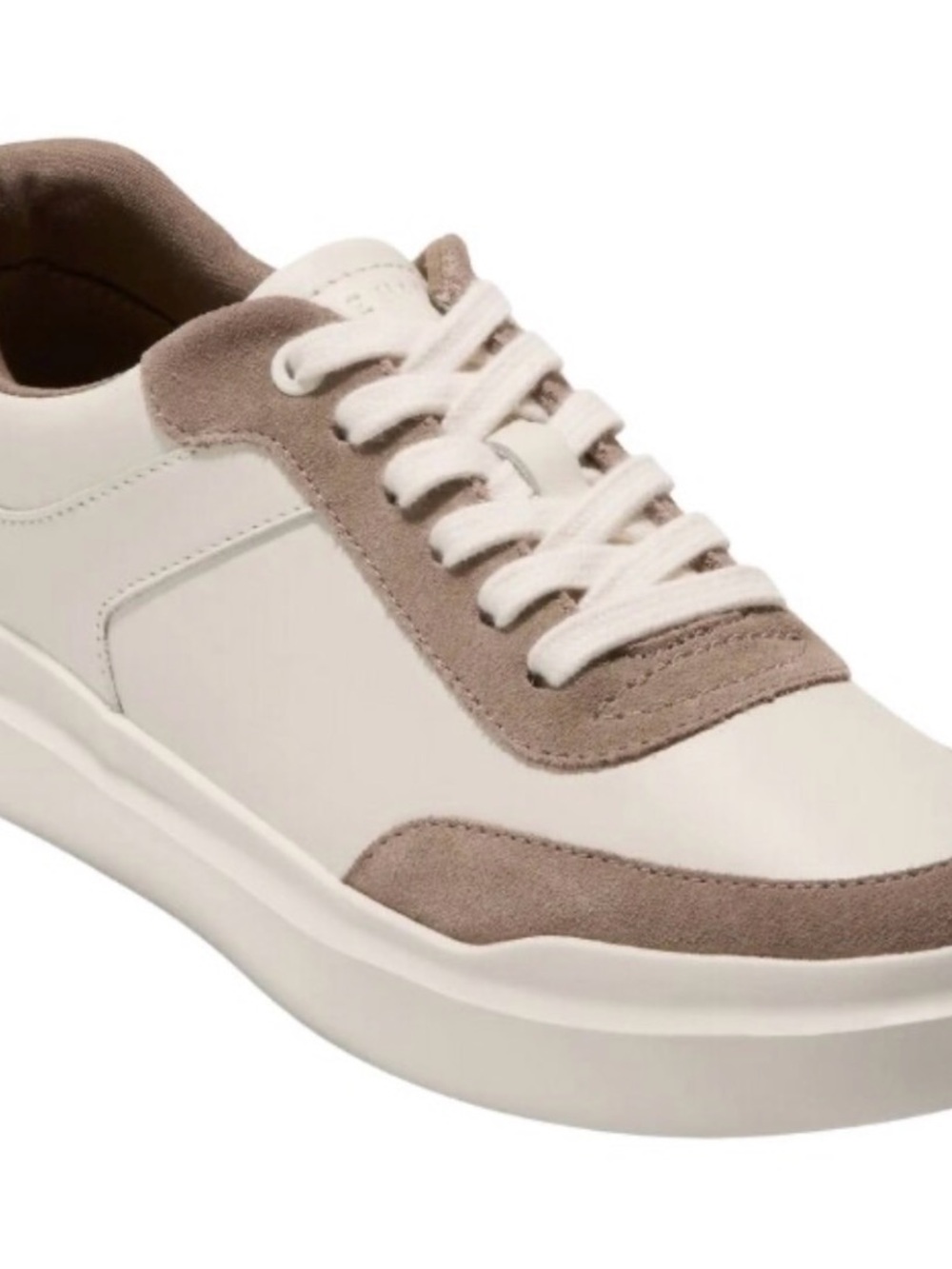 Cole Haan Women's White and Taupe Suede-Trim Sneakers